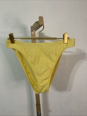 Abercrombie & Fitch Yellow Smocked High-Cut Bikini Bottoms- Small